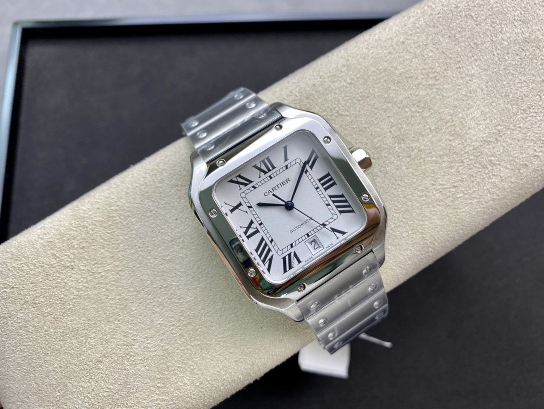 SANTOS DE CARTIE LARGE STEEL CASE WHITE DIAL