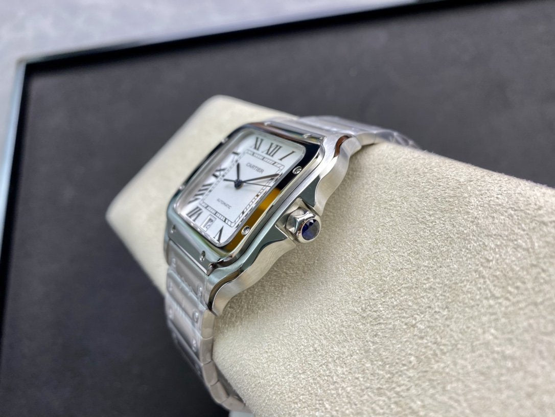 SANTOS DE CARTIE LARGE STEEL CASE WHITE DIAL