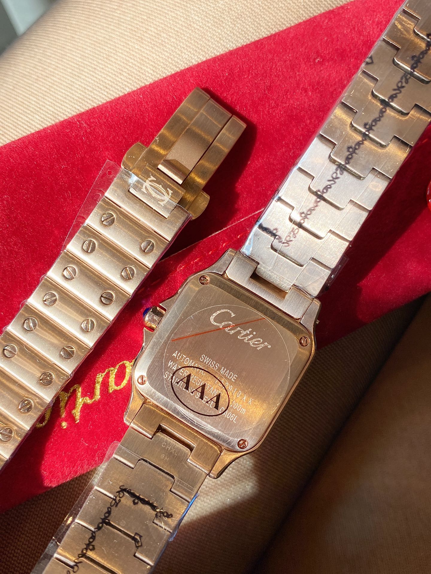 SANTOS DE CARTIE 27MM QUARTZ ROSE GOLD DIAMOND BEZEL