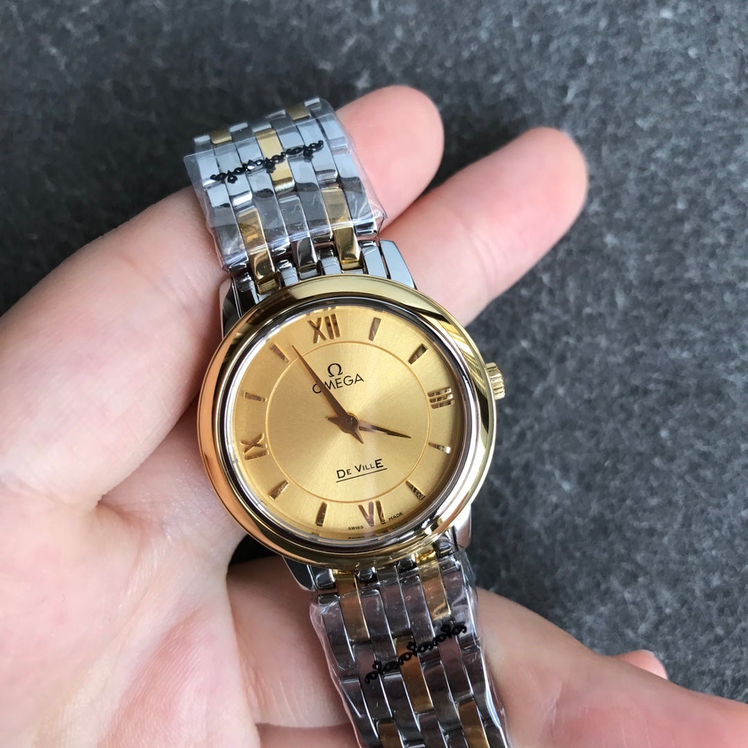 DEVILLE PRESTIGE 27MM QUARTZ GOLD STEEL YELLOW GOLD DIAL