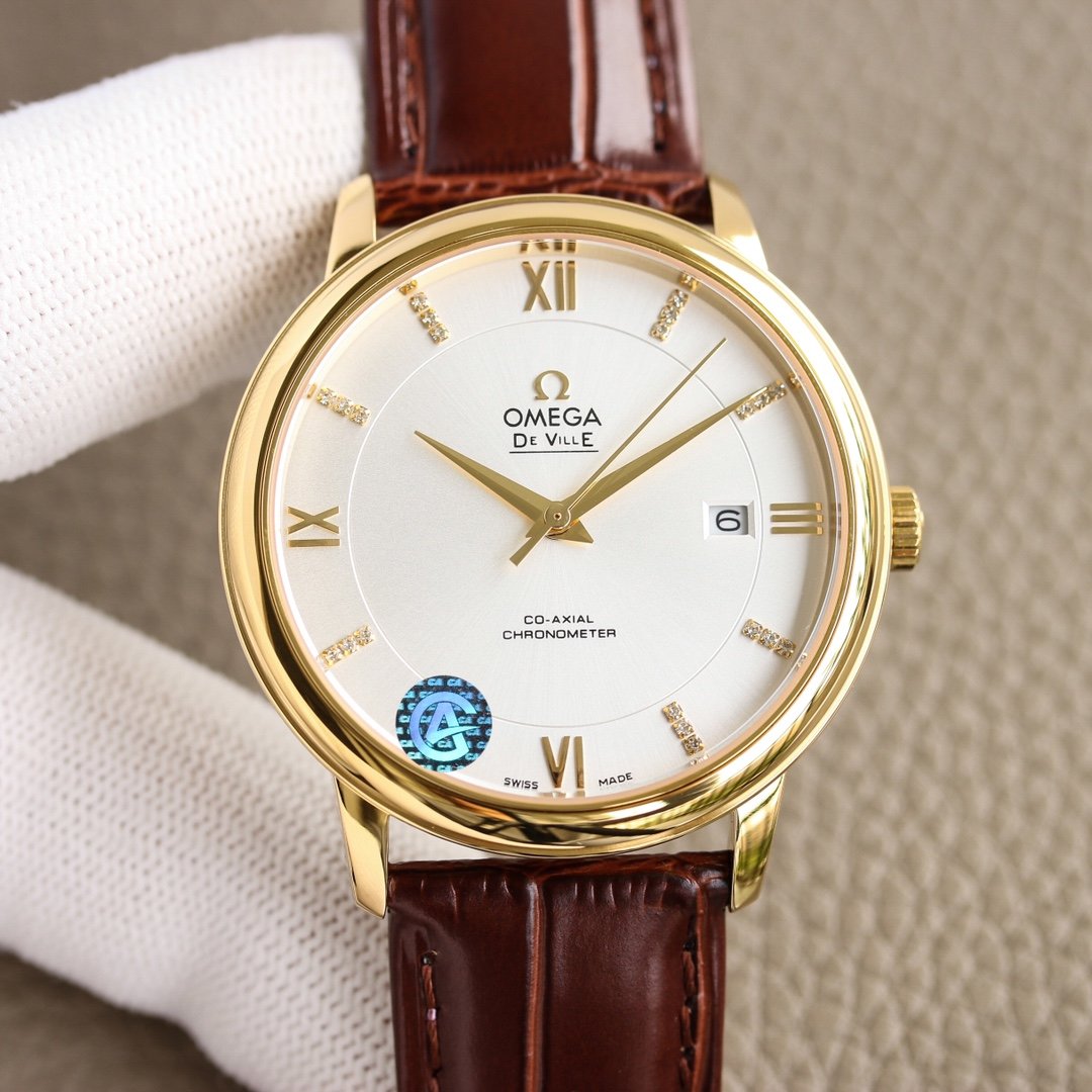 DE VILLE PRESTIGE 39.5 GOLD CASE WHITE DIAL