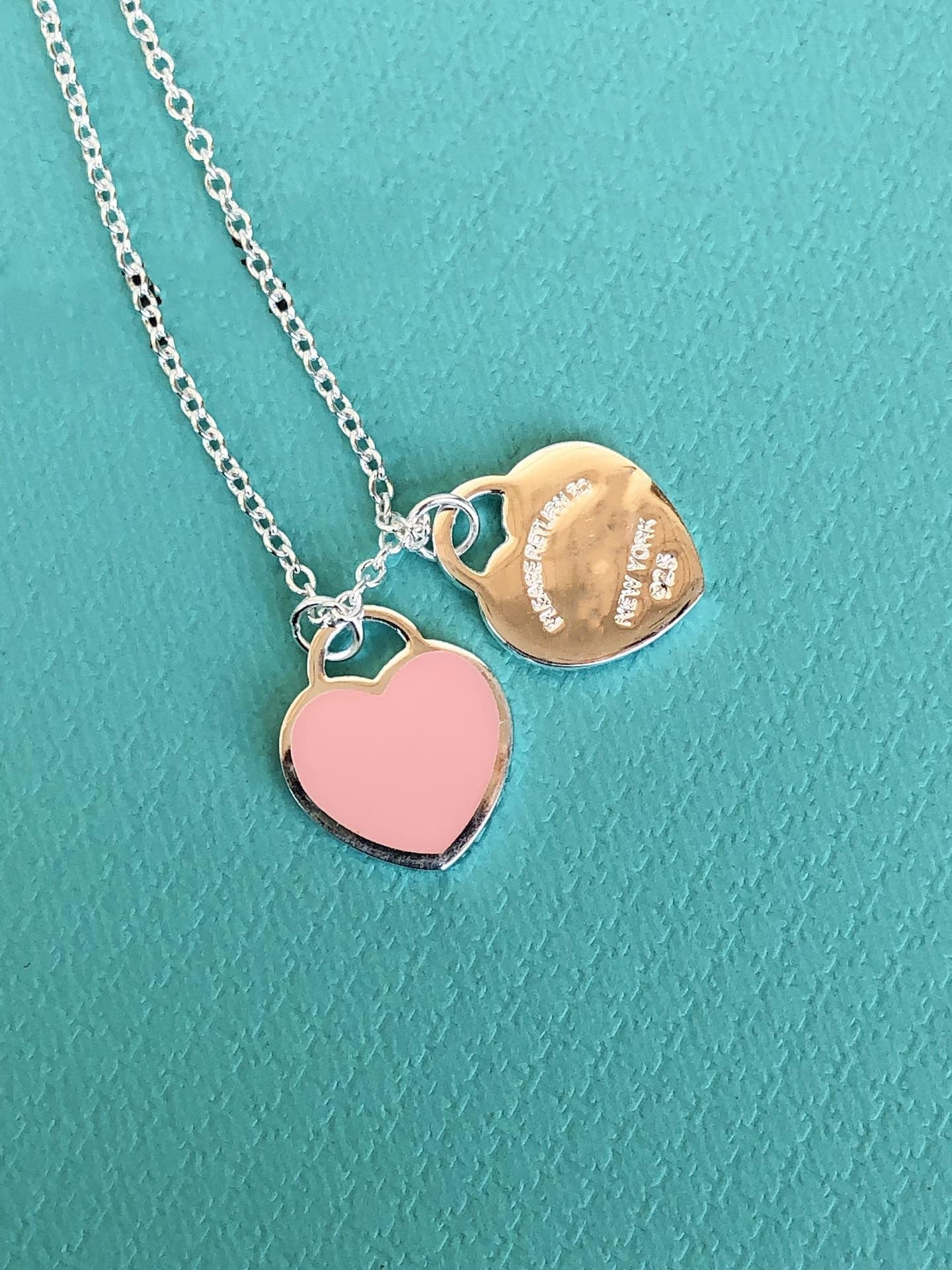 DOUBLE HEART PEDANT SILVER NECKLACE