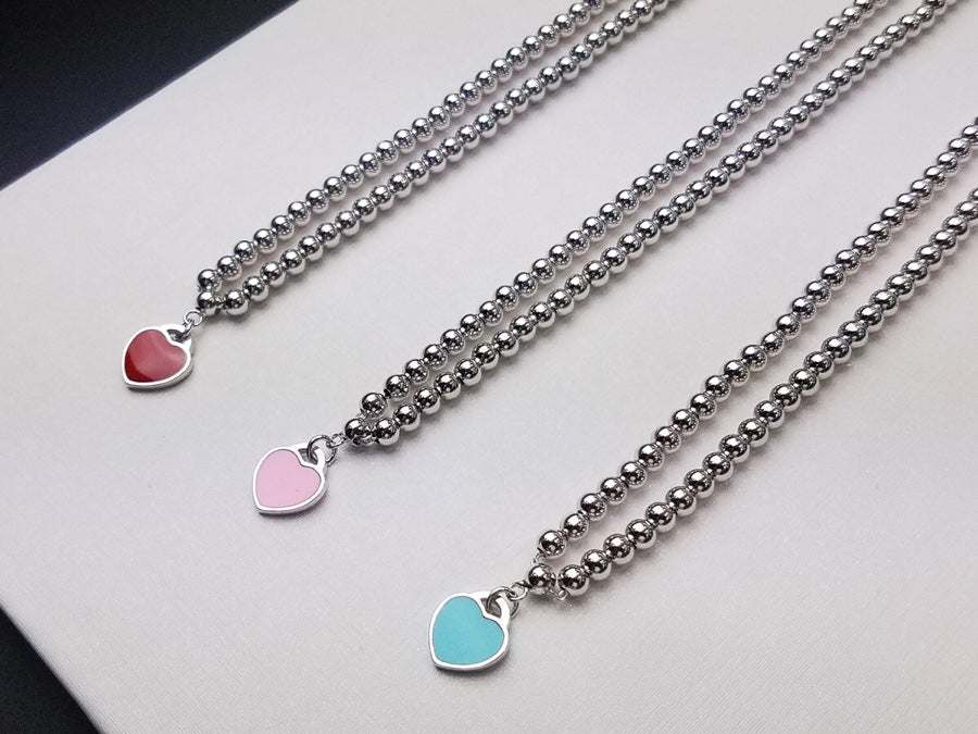 HEART PEDANT SILVER BALL CHAIN NECKLACE
