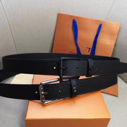 LV MEN'S BELT SQUARE BUCKLE INSTALL BLACK LEATHER 35MM