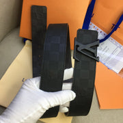 LV BELT BLACK BUCKLE SQUARE LEATHER 40MM