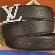 LV BELT SIMPLE DIAMOND BUCKLE BLACK LEATHER 38MM