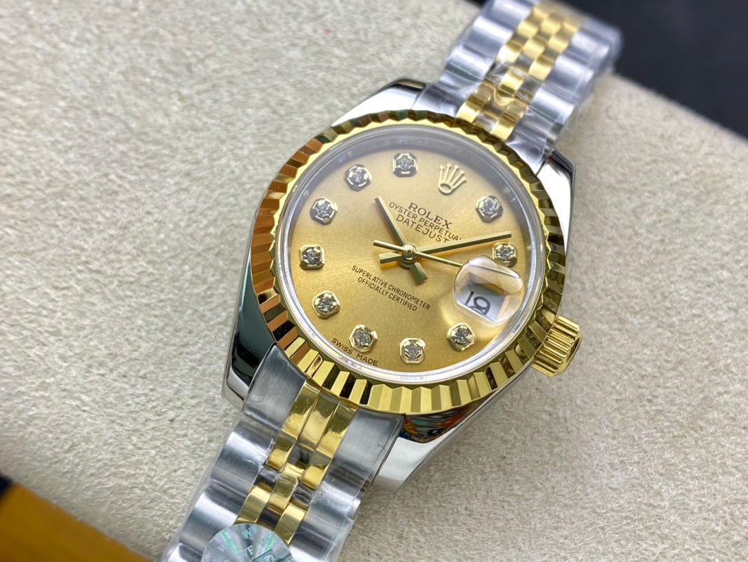 DATEJUST 28 TWO-TONE GOLD STEEL