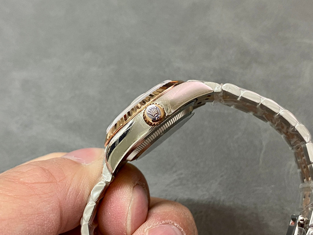 DATEJUST 28MM PINK GOLD STEEL CHOCOLATE DIAL