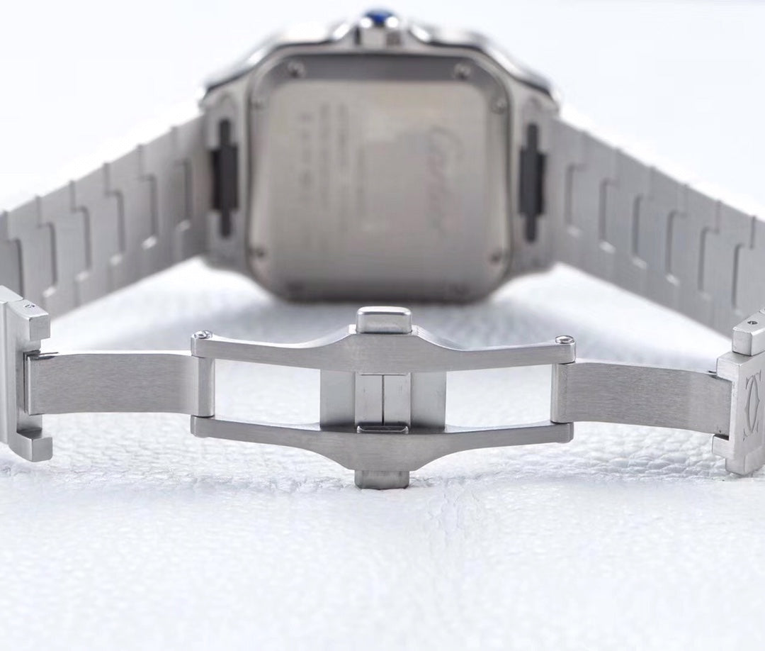 SANTOS LADY 35.1MM AUTOMATIC SILVER DIAMOND BEZEL