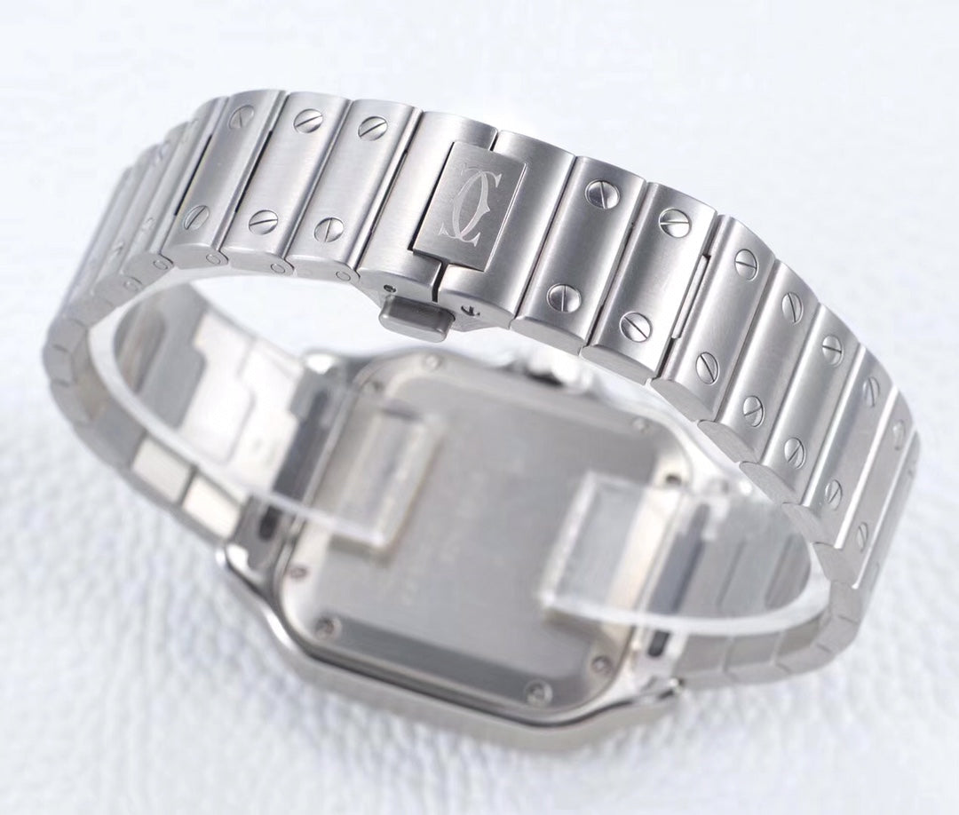 SANTOS LADY 35.1MM AUTOMATIC SILVER DIAMOND BEZEL