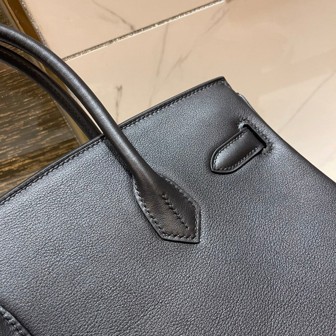 HM BIRKIN 25CM BLACK SWIFT LEATHER GOLD HARDWARE