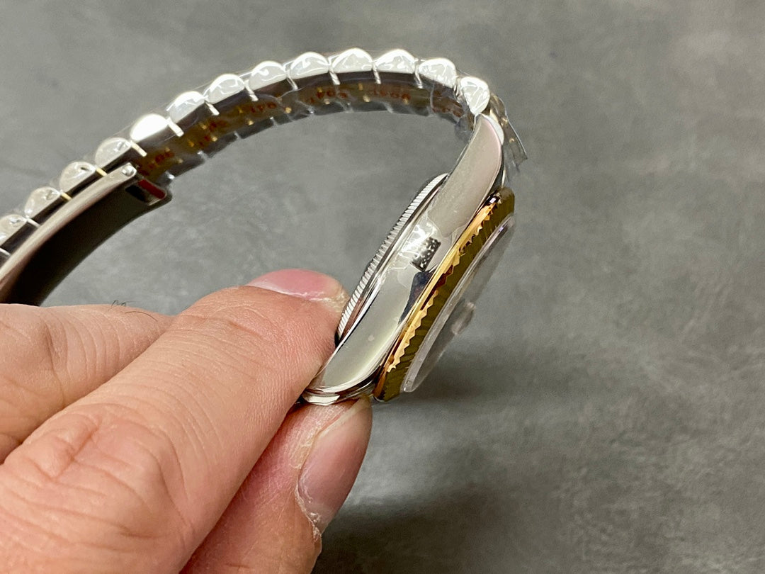 DATEJUST 31MM GOLD STEEL DIAMOND NUMERALS GREEN DIAL