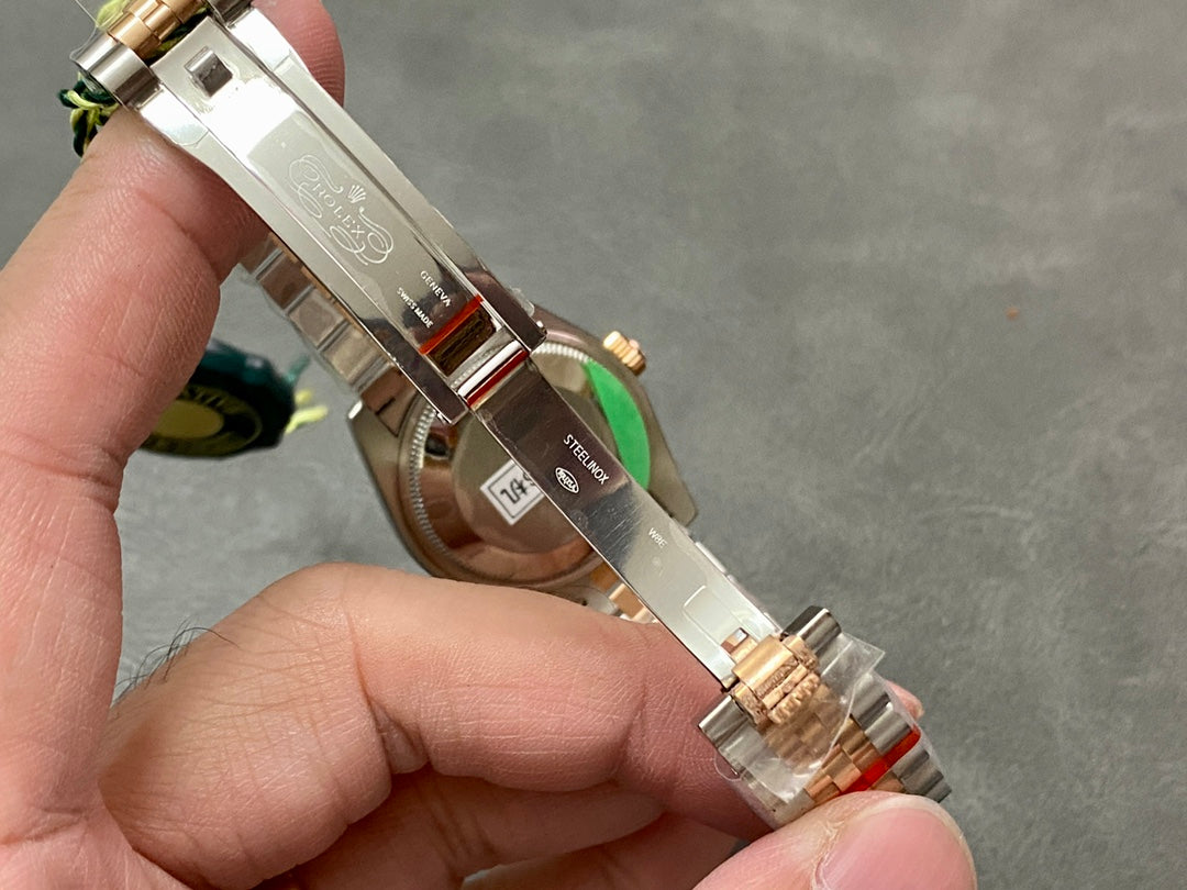 DATEJUST 31MM PINK GOLD STEEL CHOCOLATE DIAL