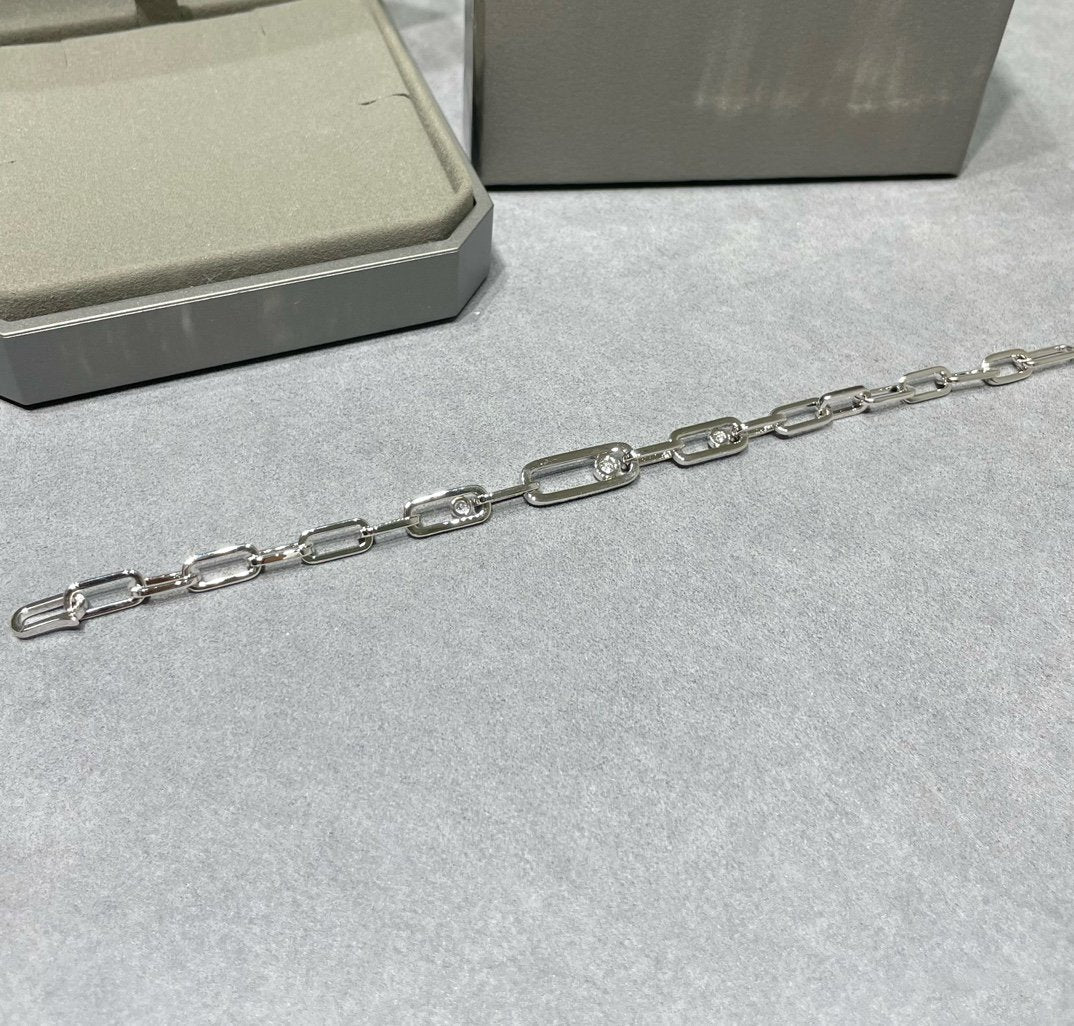 MOVE CHAIN LINK SILVER DIAMOND BRACELET