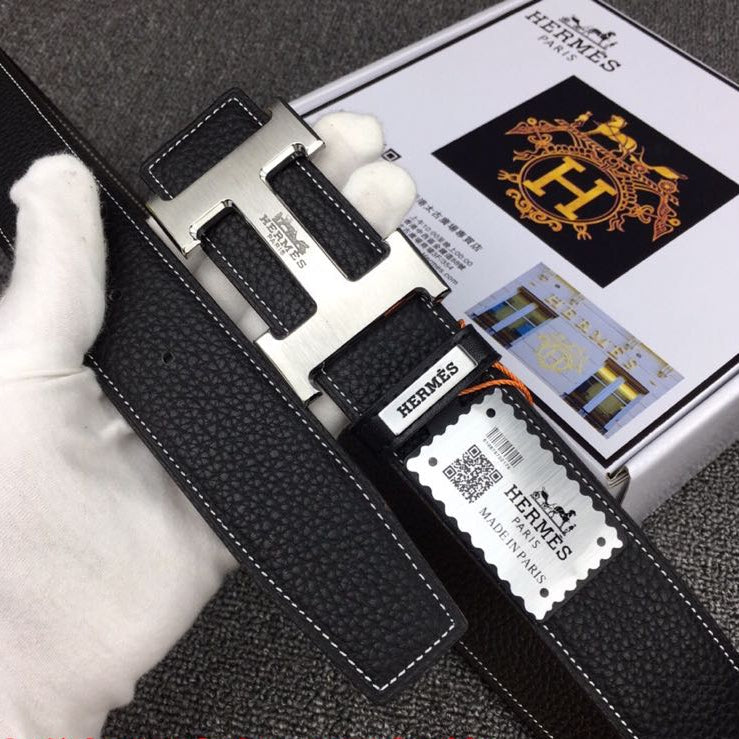 HM Original Belt 38mm Black Cowhide Sliver Buckle 620254