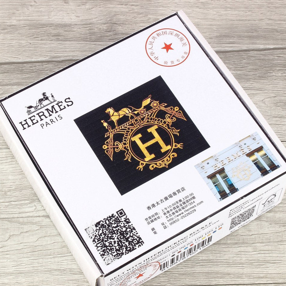 HM Original Belt 38mm Black Crocodile Pattern Sliver Buckle 620265