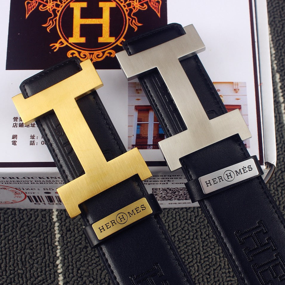 HM Constance Belt 38mm Black Calfskin Gold Buckle 619961