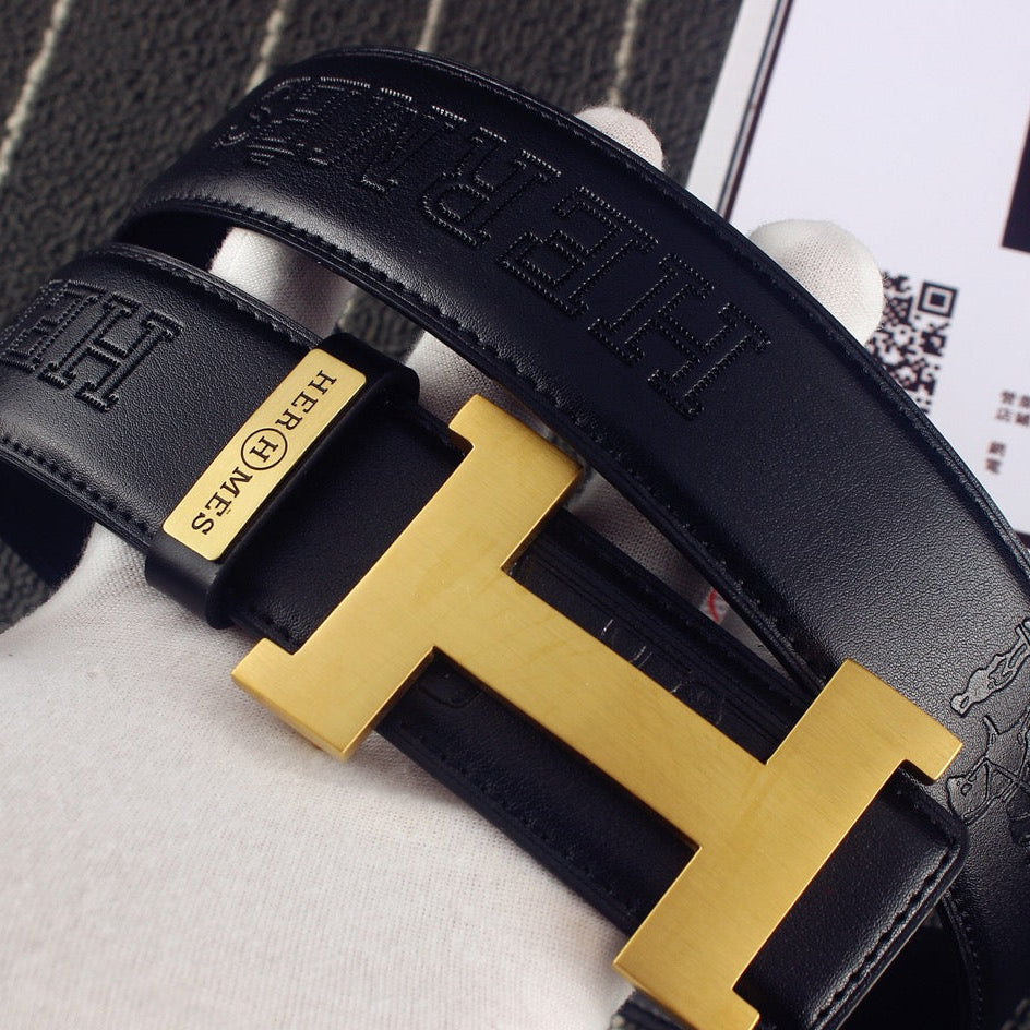 HM Constance Belt 38mm Black Calfskin Gold Buckle 619961