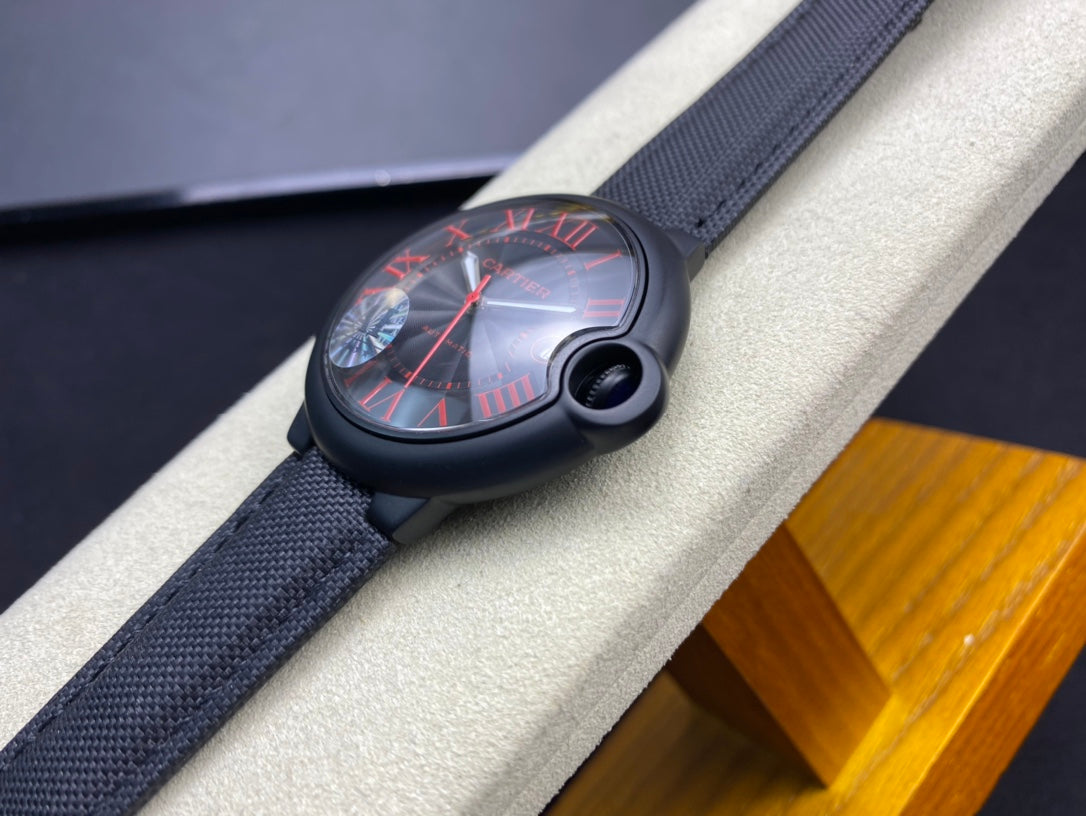 Cartier Balloon 42mm Black Red Automatic