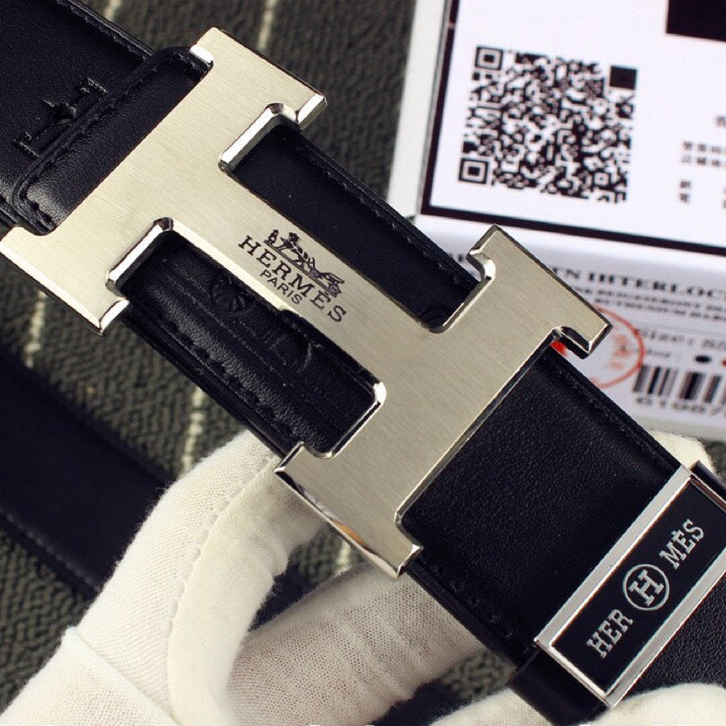 HM Original Belt 38mm Black Cowhide Sliver Buckle 620272