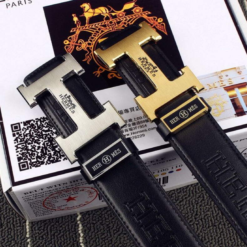 HM Original Belt 38mm Black Cowhide Sliver Buckle 620272