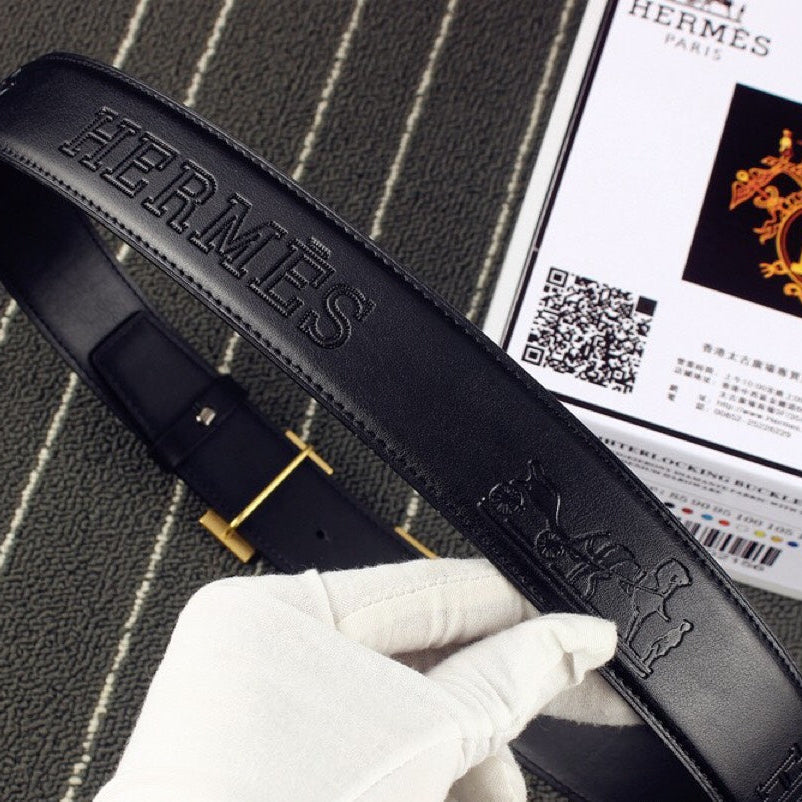 HM Original Belt 38mm Black Cowhide Gold Buckle 620273