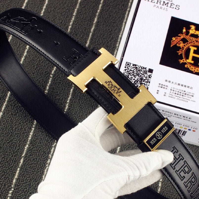 HM Original Belt 38mm Black Cowhide Gold Buckle 620273
