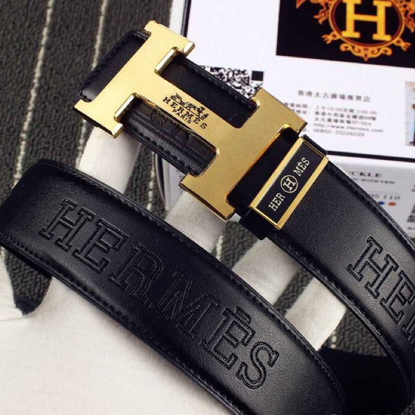 HM Original Belt 38mm Black Cowhide Gold Buckle 620273