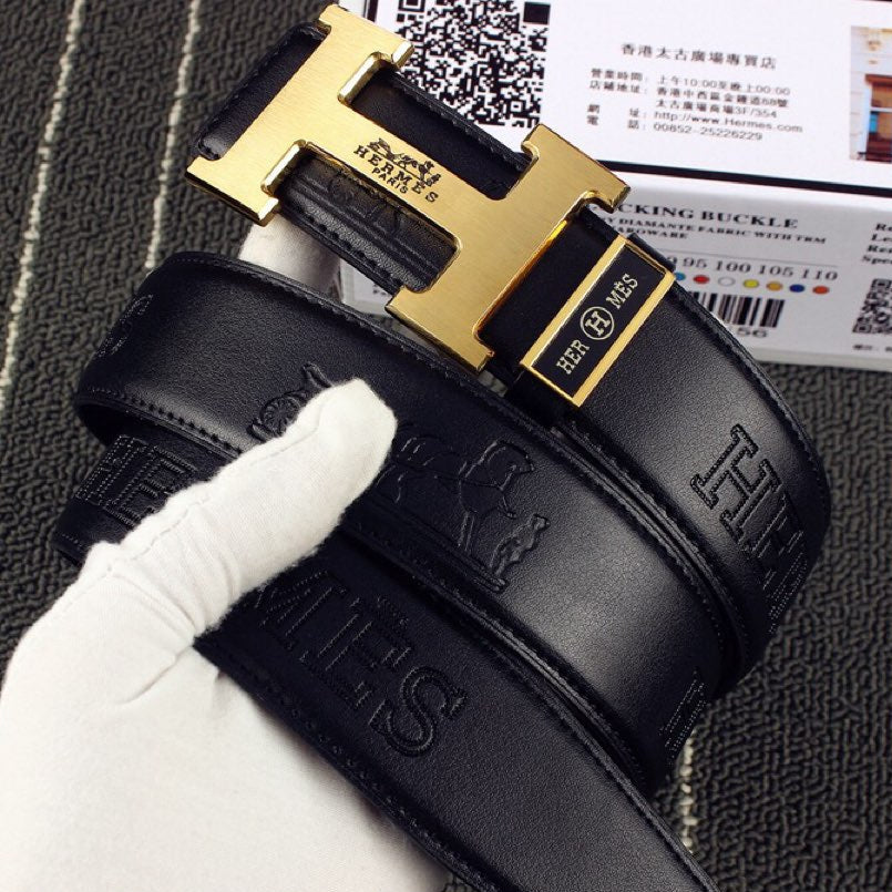 HM Original Belt 38mm Black Cowhide Gold Buckle 620273