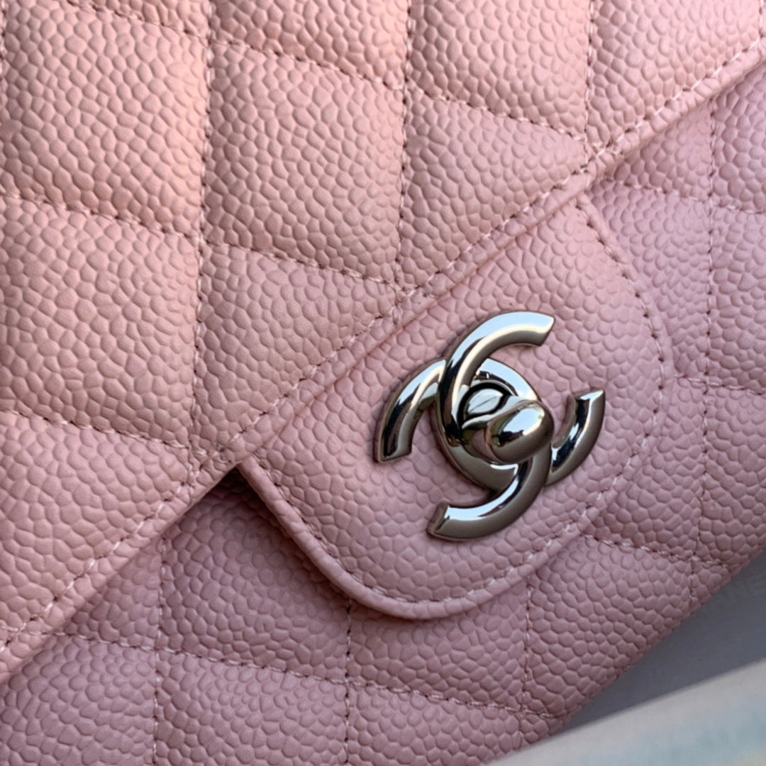 flap bag medium 25 pink caviar shw
