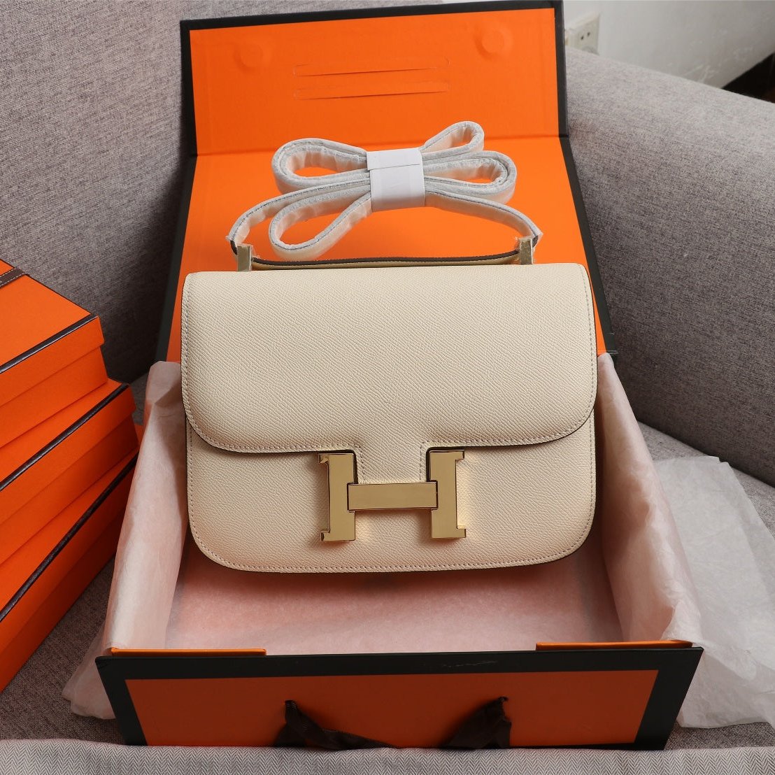 HM CONSTANCE BAGS 18 CREAM EPSOM GOLD HARDWARE