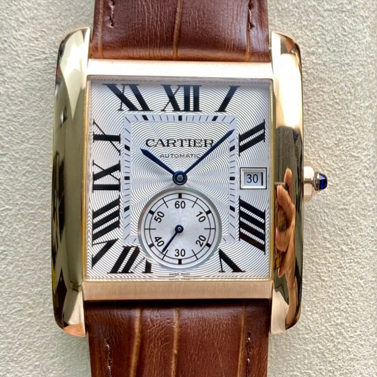 Cartier Tank 34mm Brown Gold White Dial
