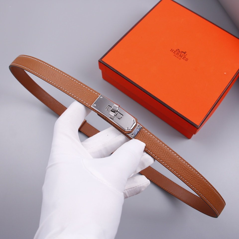 hm kelly belt 18mm gold calfskin silver buckle