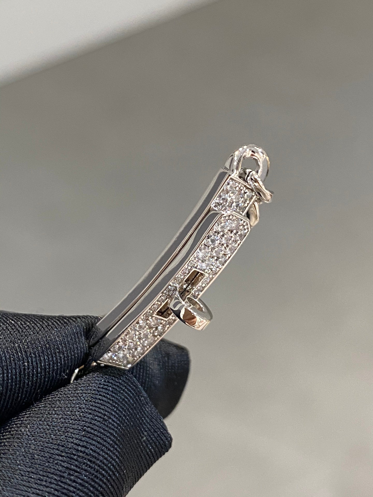 H Kelly Gourmette Sliver Diamond Bracelet