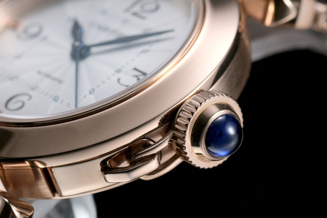 pasha 35mm automatic pink gold white dial