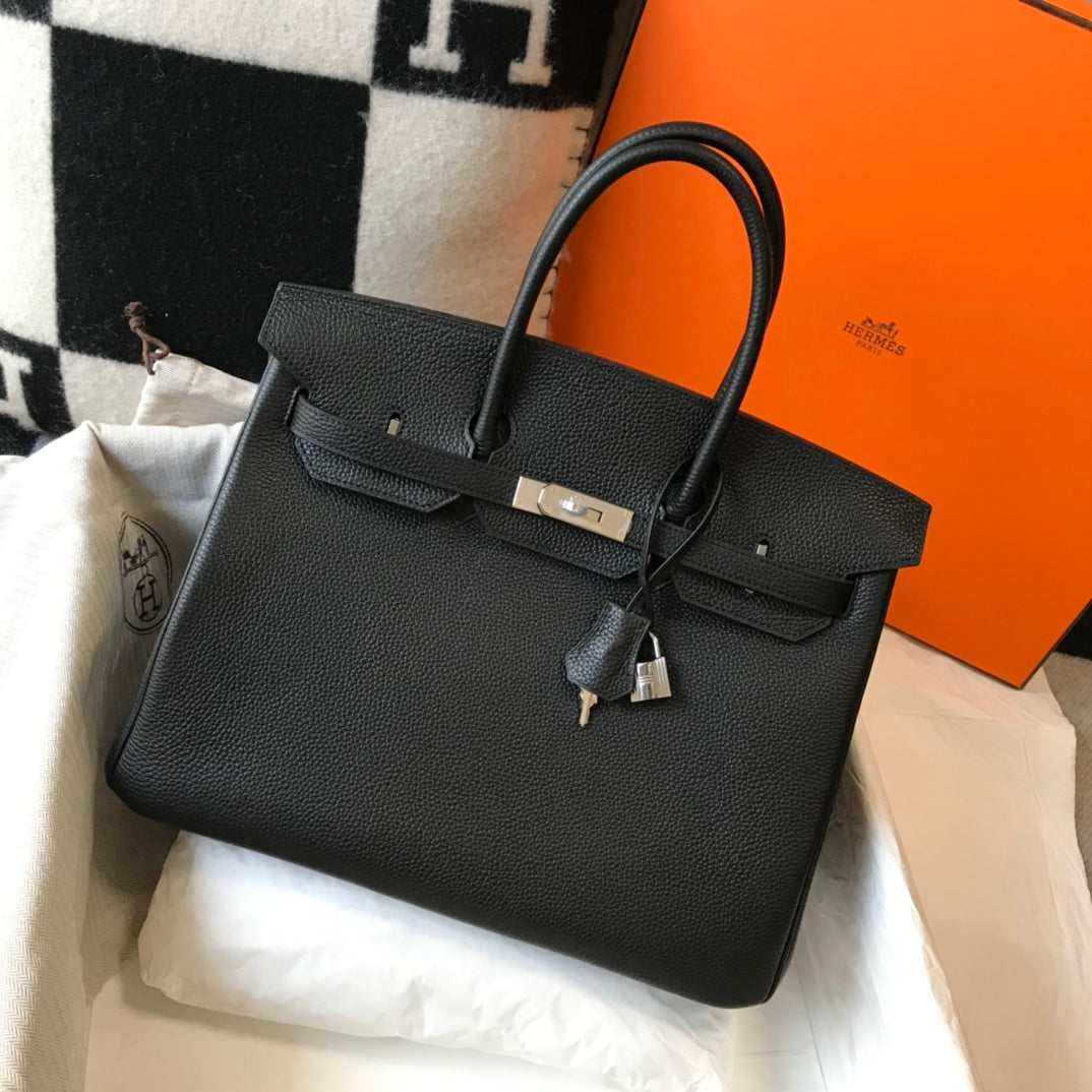 HM BIRKIN 35CM BAG BLACK TOGO SILVER HARDWARE