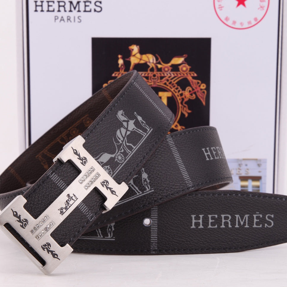 HM Constance Belt 38mm Black Brown Cowhide Gold Buckle 620188