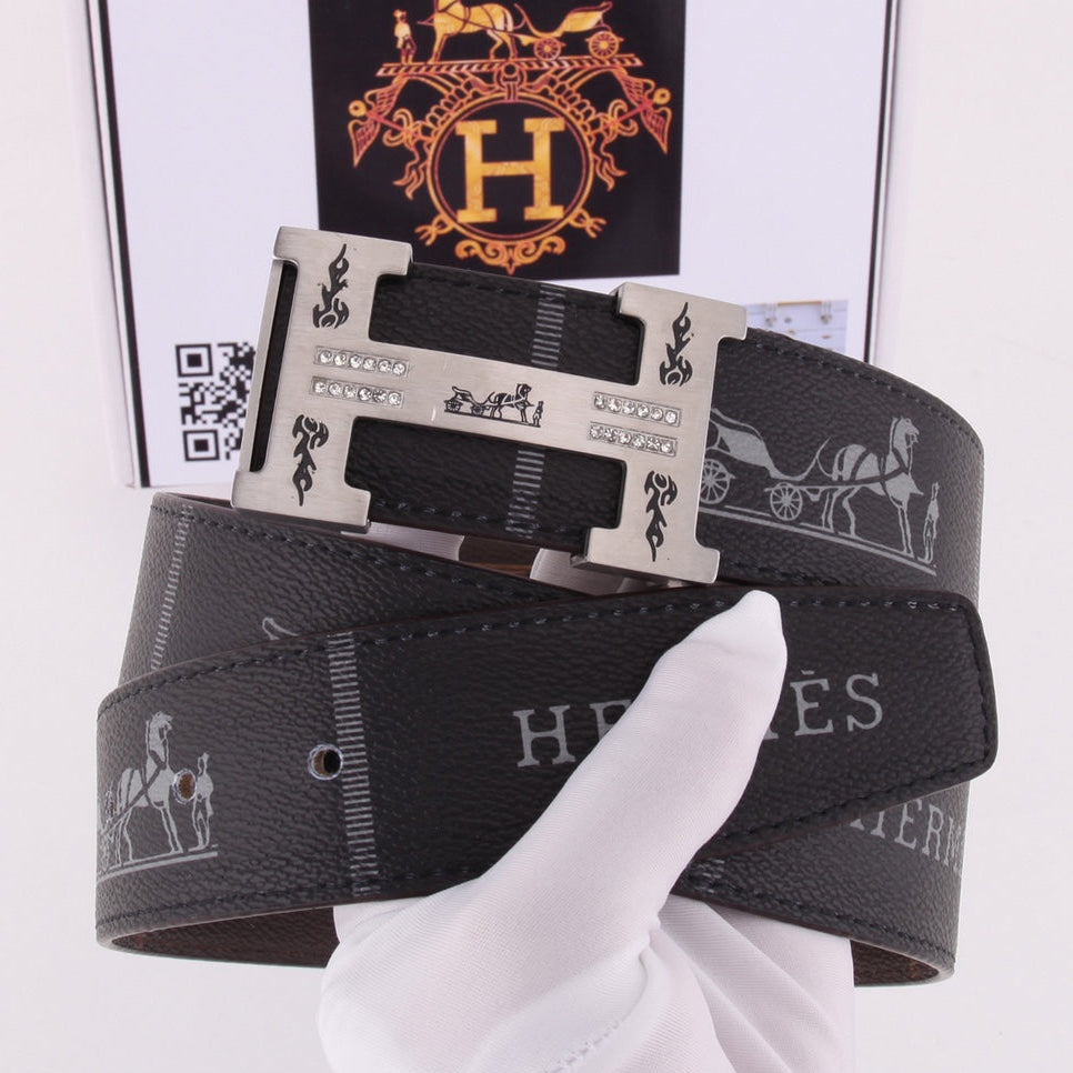 HM Constance Belt 38mm Black Brown Cowhide Gold Buckle 620188