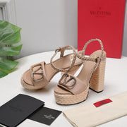 VT 25 Platform Sandals Nude Cowhide Espadrilles