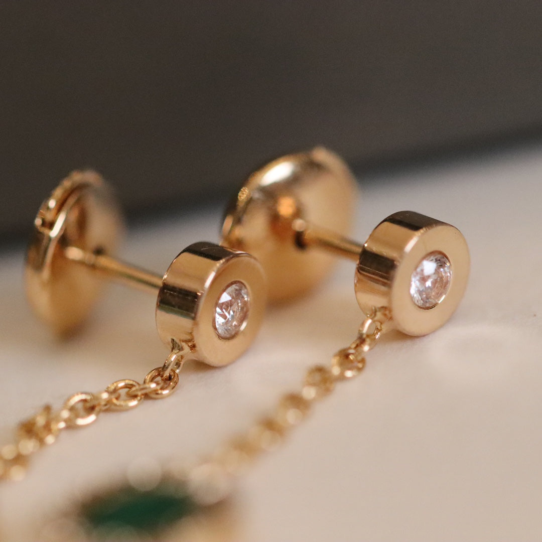 BVL EARRINGS DROP MALACHITE PINK GOLD