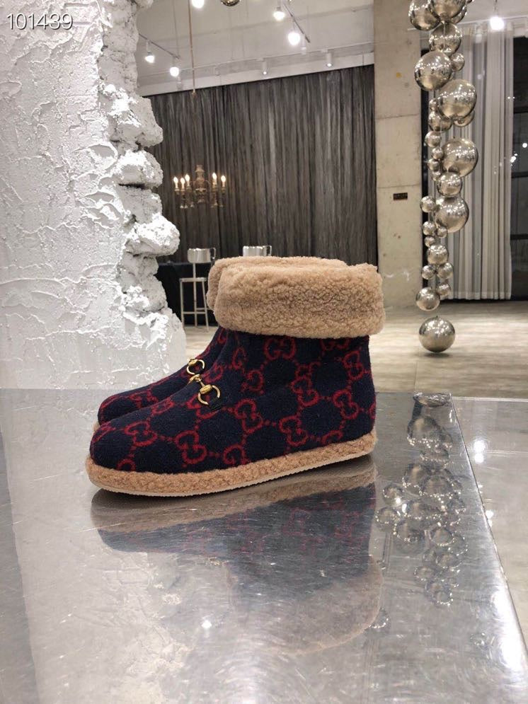Gucci 2025 Monogram Boot Red Blue Beige Wool 564781