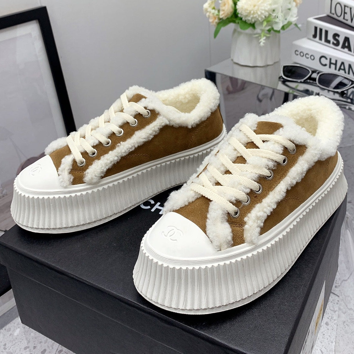 Chanel 2026 Platform Sneakers Suede Wool 162256
