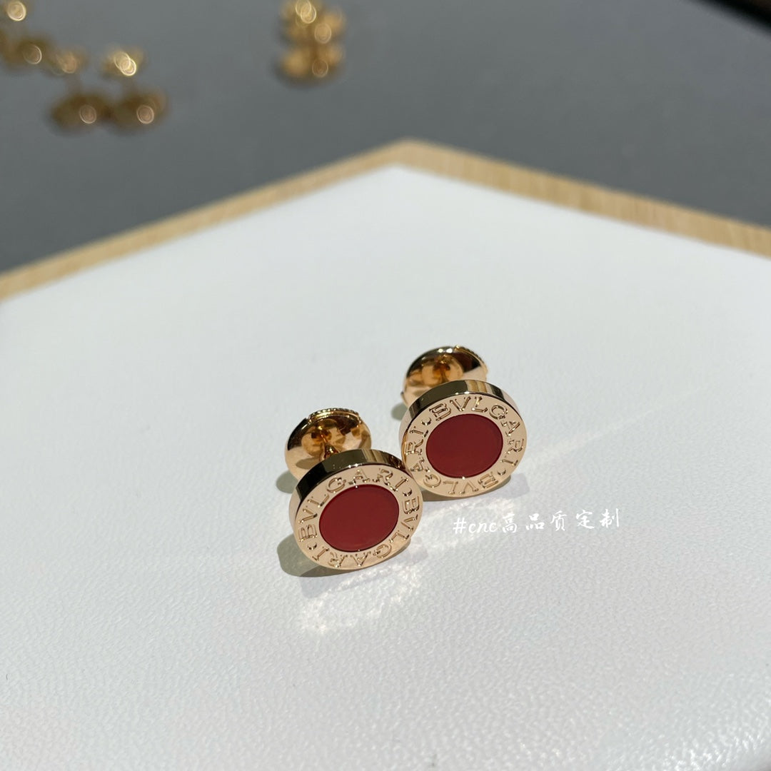 BVL EARRINGS CLUSTER CARNELIAN PINK GOLD