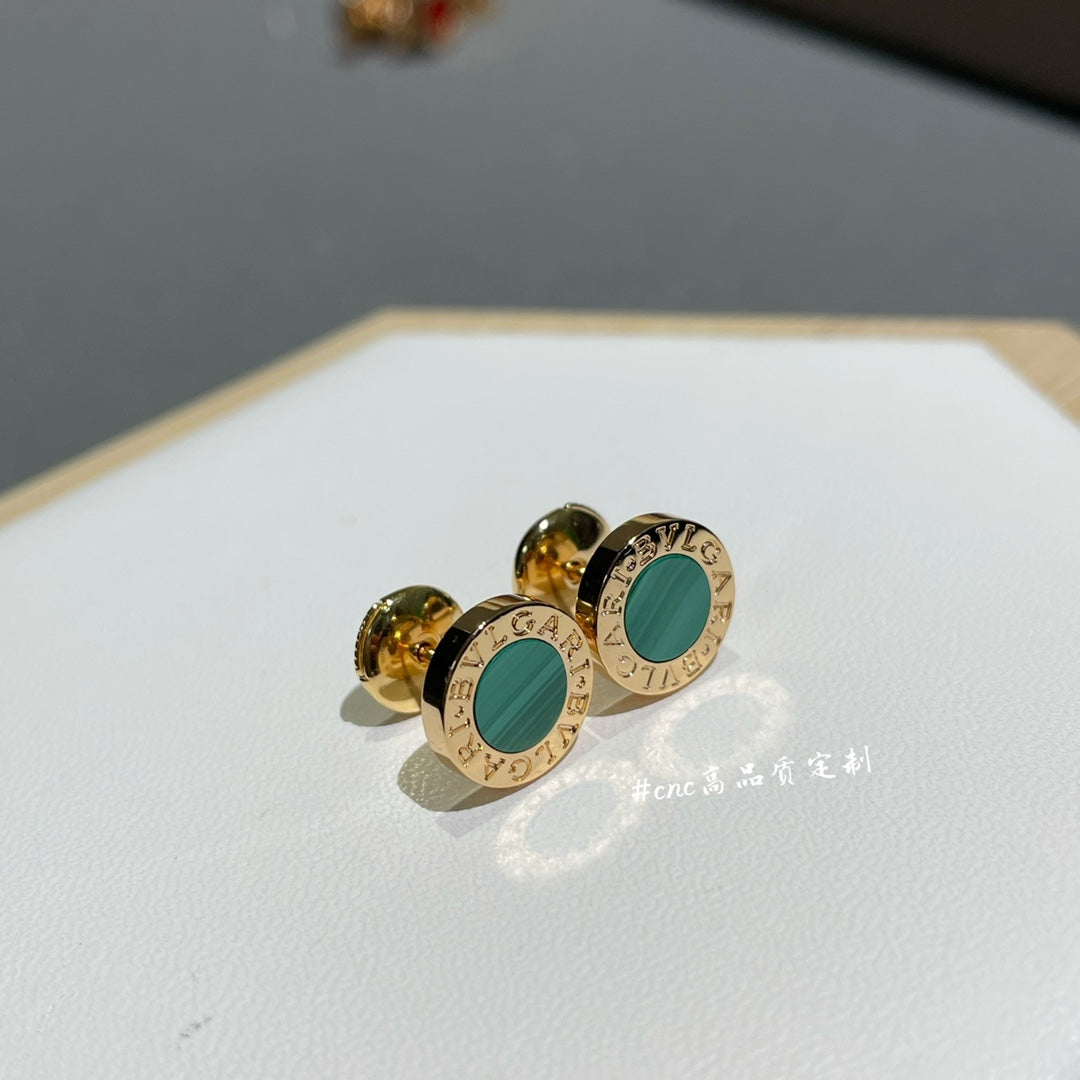 BVL EARRINGS CLUSTER MALACHITE GOLD