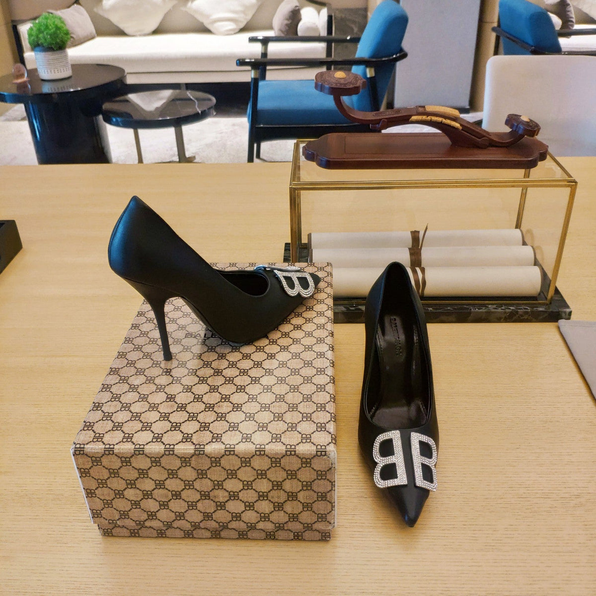 Balenciaga 26s High Heel Pump 105 Black Cowhide 681174