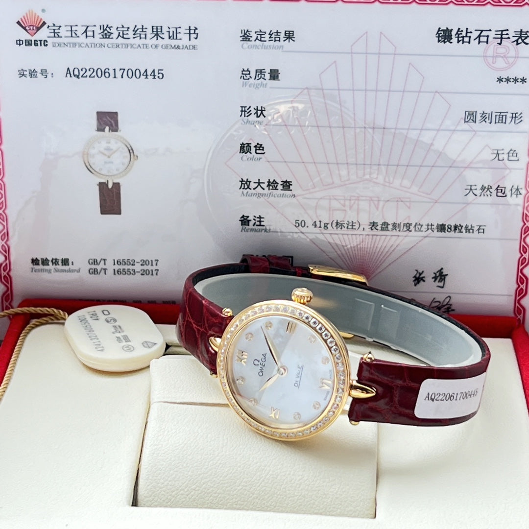 Omega De Ville 27.4mm Gold Mop Pearl Dial