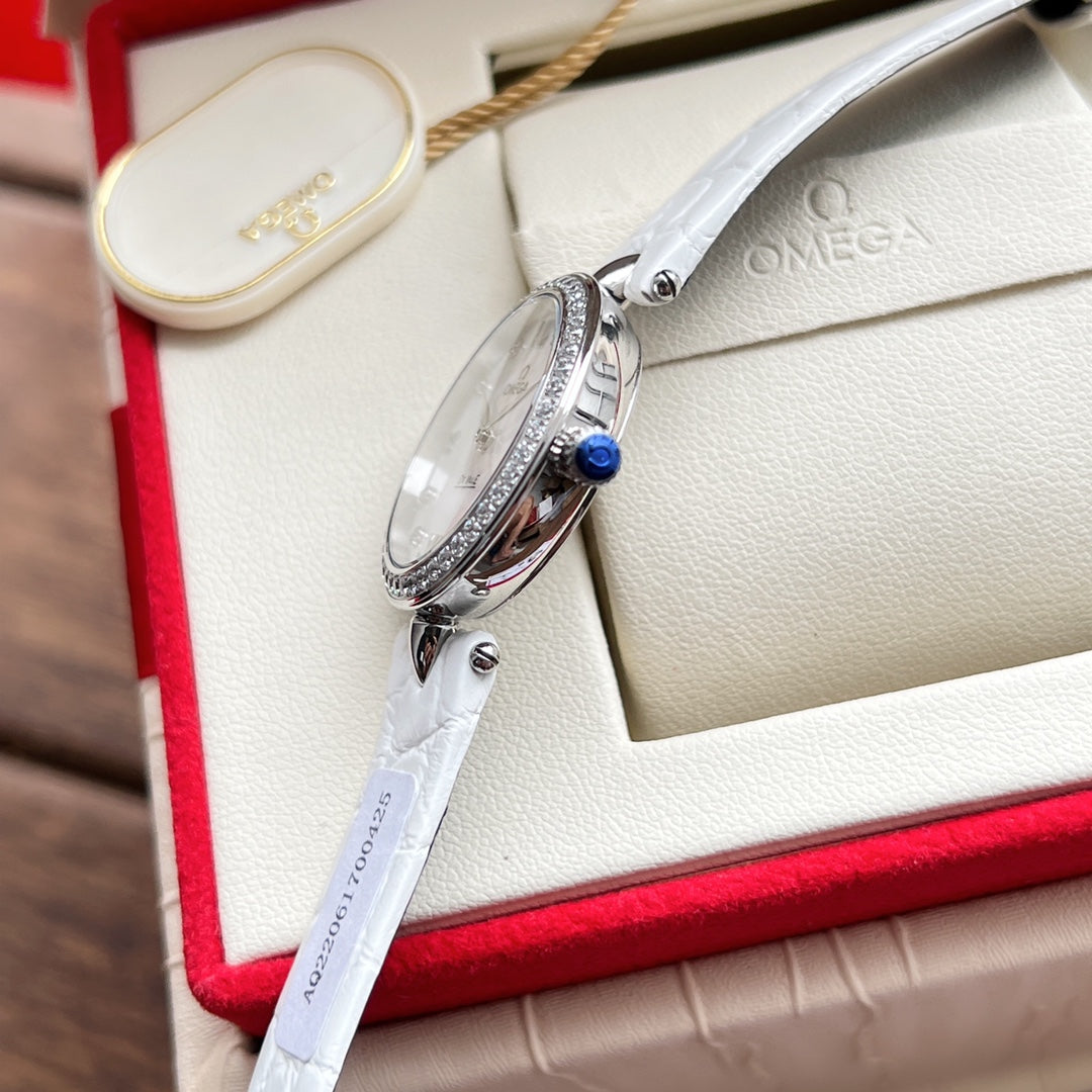 Omega De Ville 27.4mm Silver Mop Pearl Dial