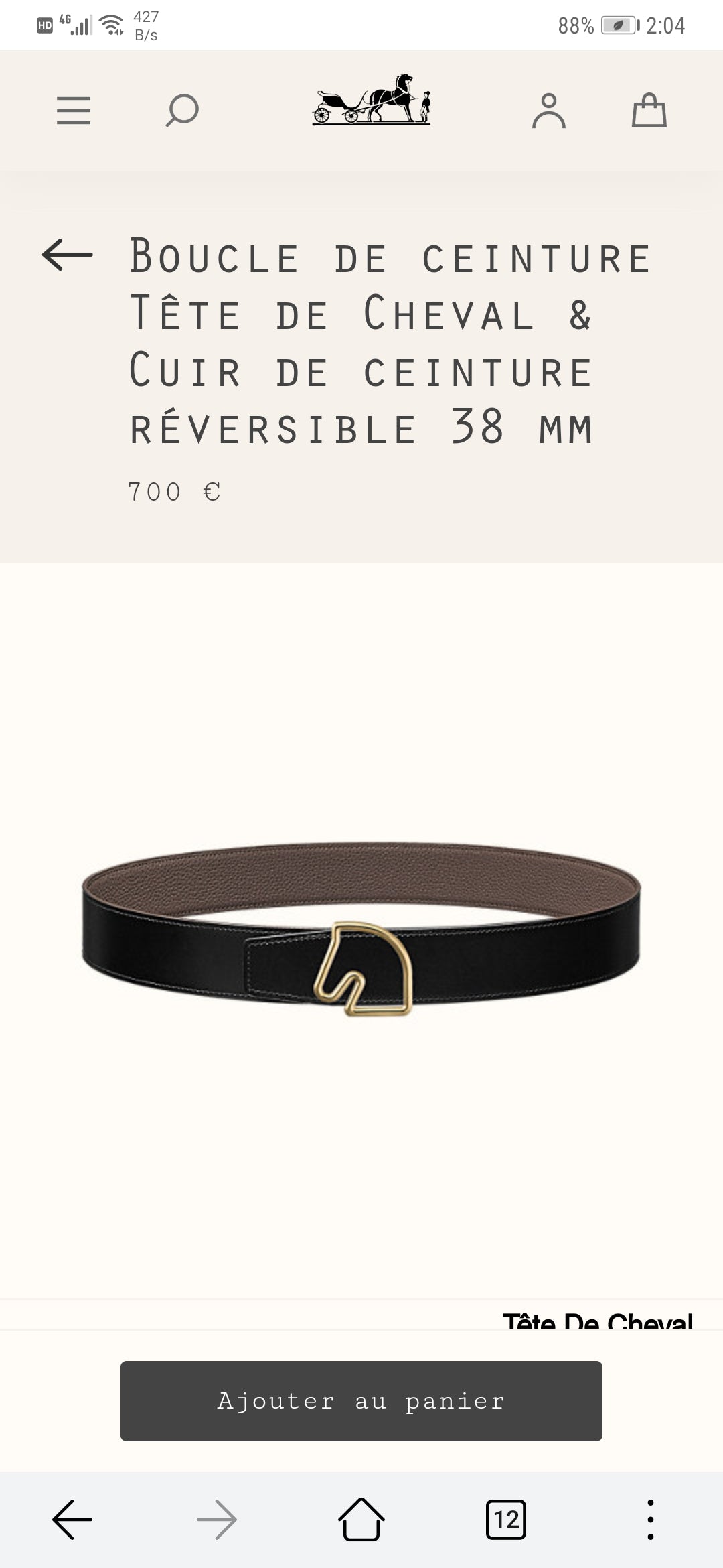 BOUCLE BELT BUCKLE & REVERSIBLE KHAKI BROWN LEATHER STRAP 38MM GOLD HARDWARE