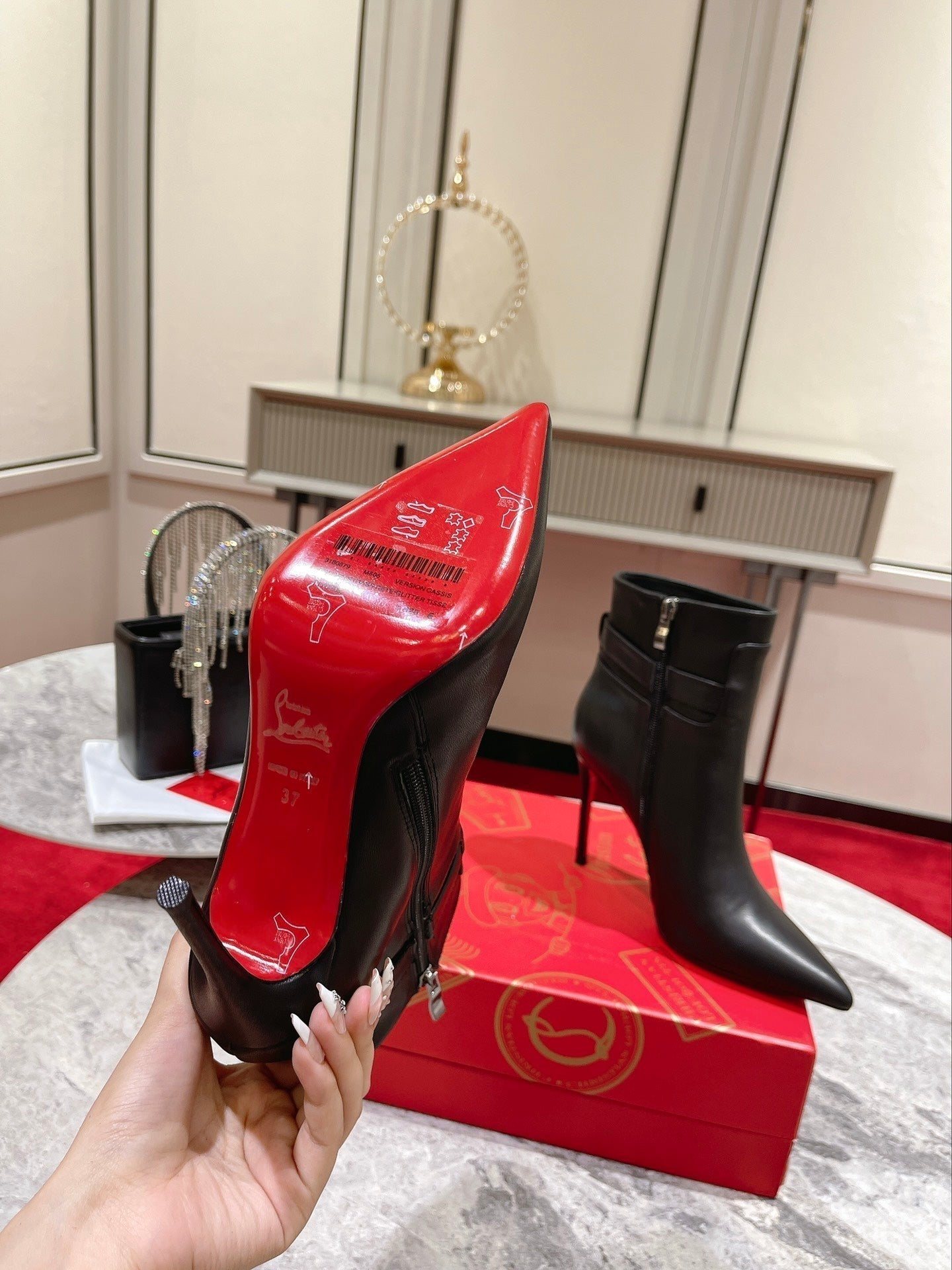 CL Lock So Kate Ankle Boots 100mm Calf Leather Black