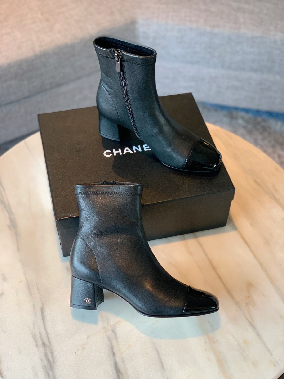 CC Ankle Boots 50mm Black Lambskin And Glossy Cowhide 940059
